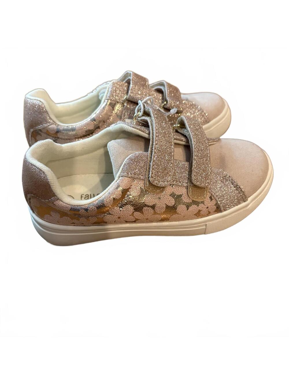 Falls Creek Toddler Girls Pink Floral Glitter Sneakers Size 10 Velcro NWT